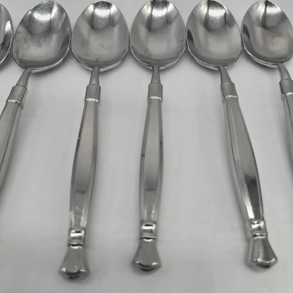 Oneida Act 1 Glossy Stainless Heirloom Cube Flatware 7 Soup Spoons Tablespoons